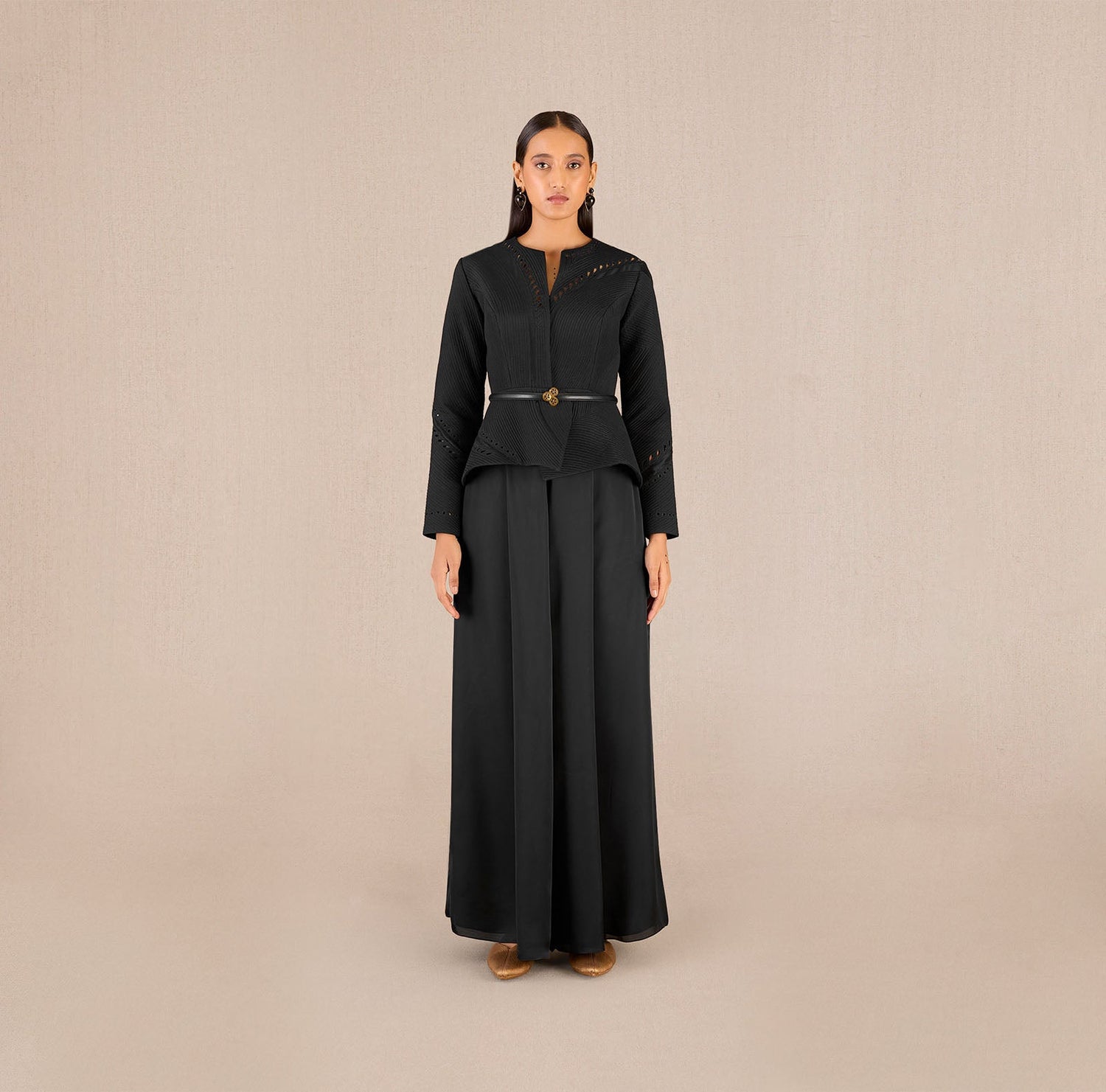 Chanderi Rifat Jacket Set – Black
