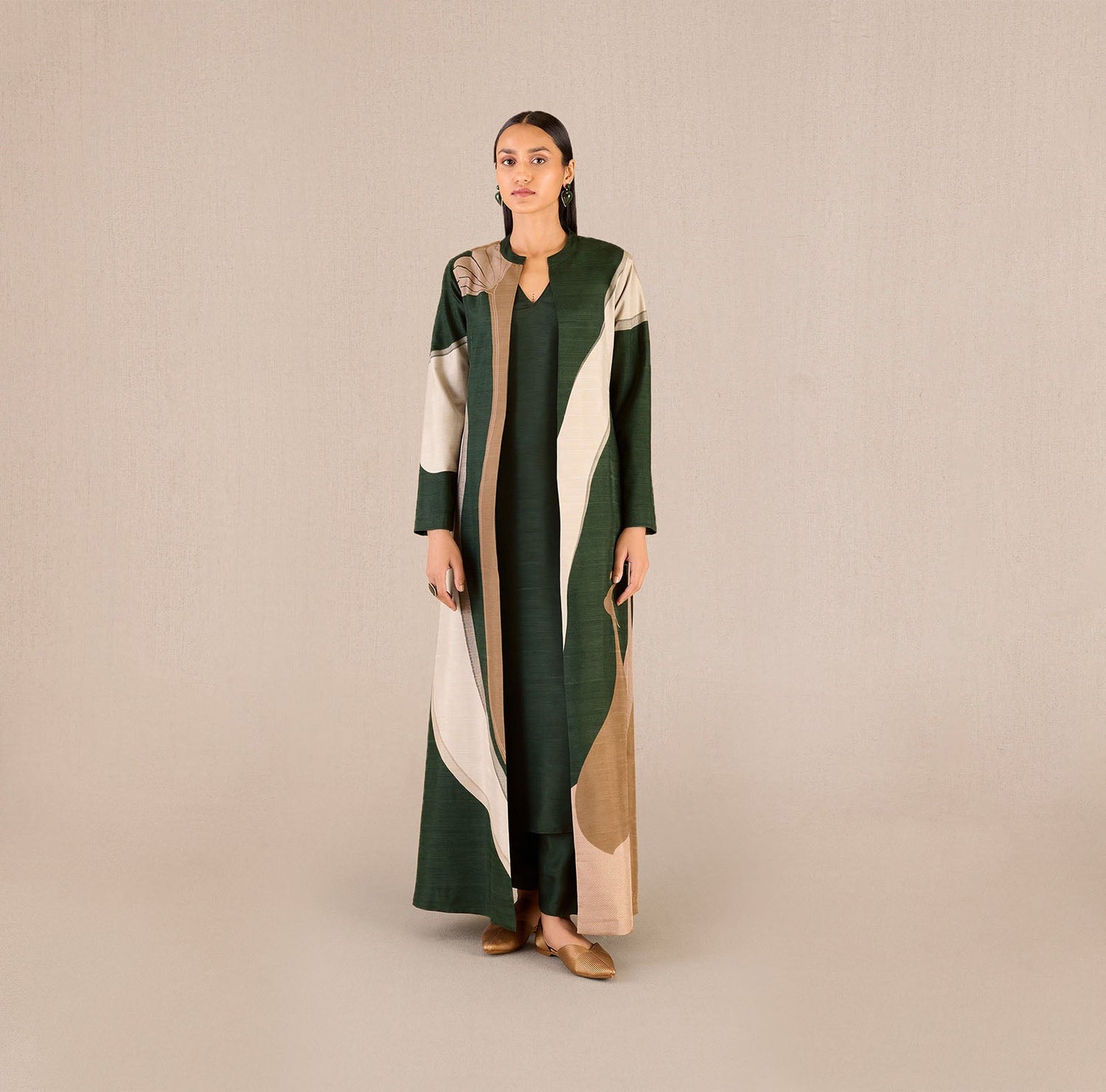 Silk Amida Abaya Set – Green
