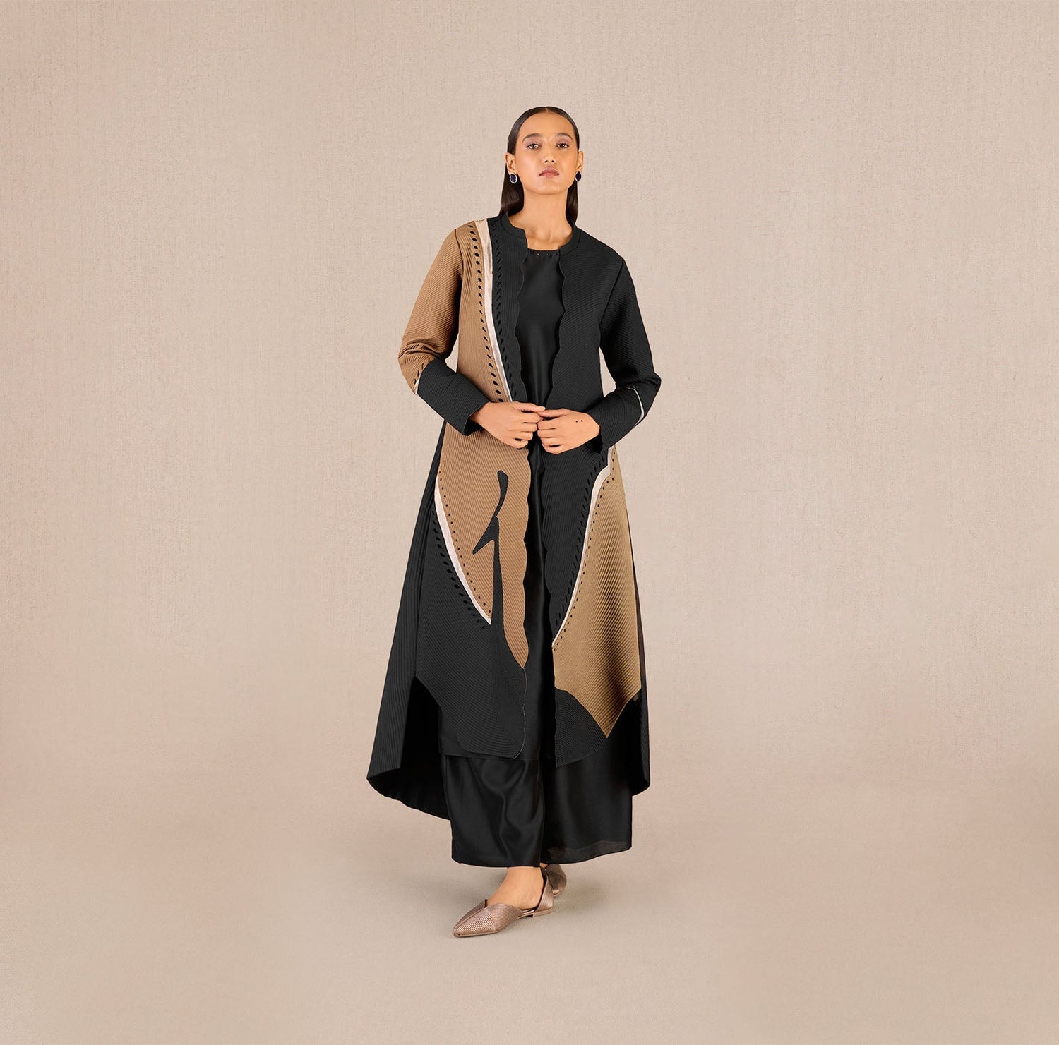 Chanderi Asira Abaya Set – Black