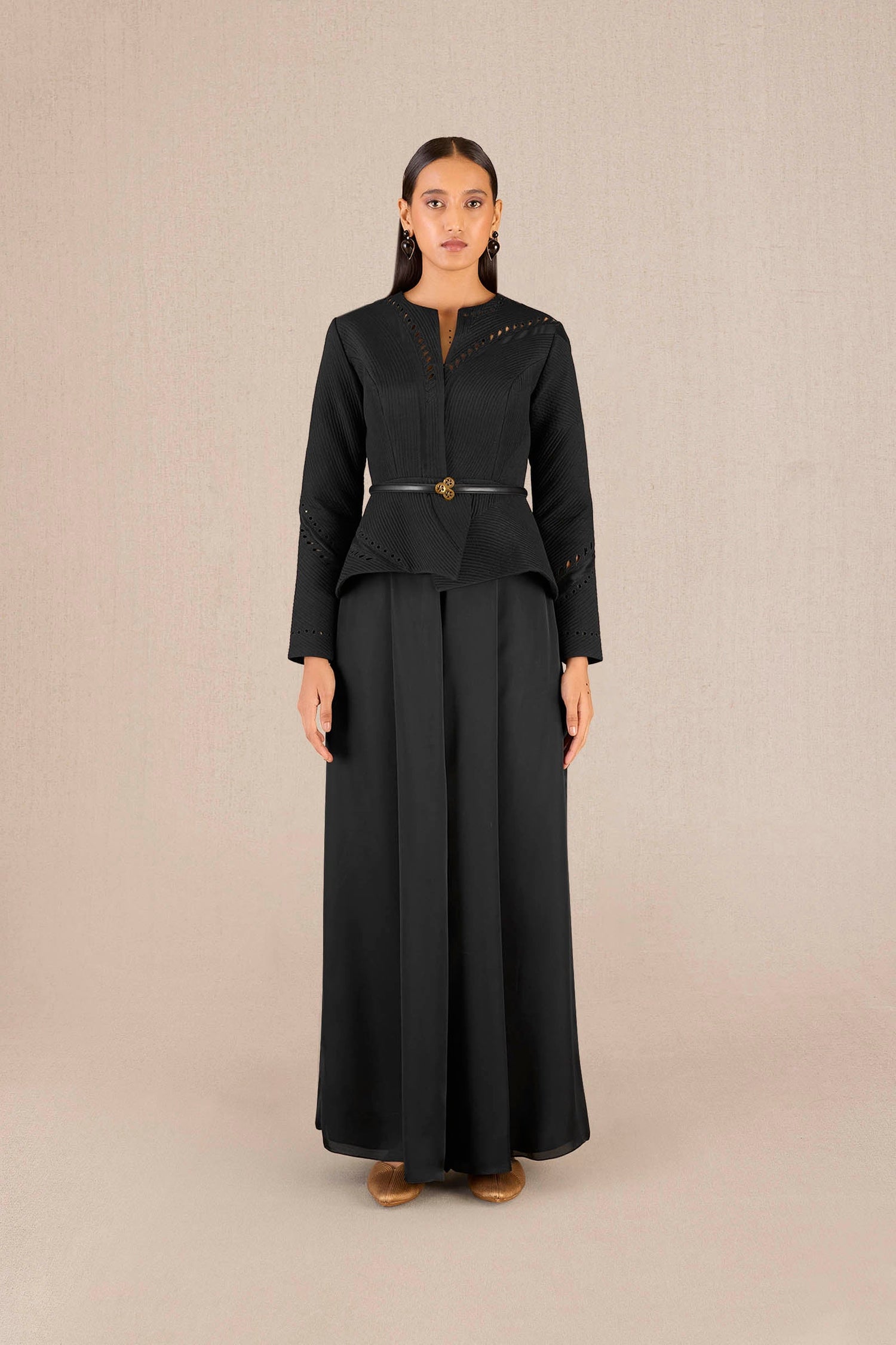 Chanderi Rifat Jacket Set – Black