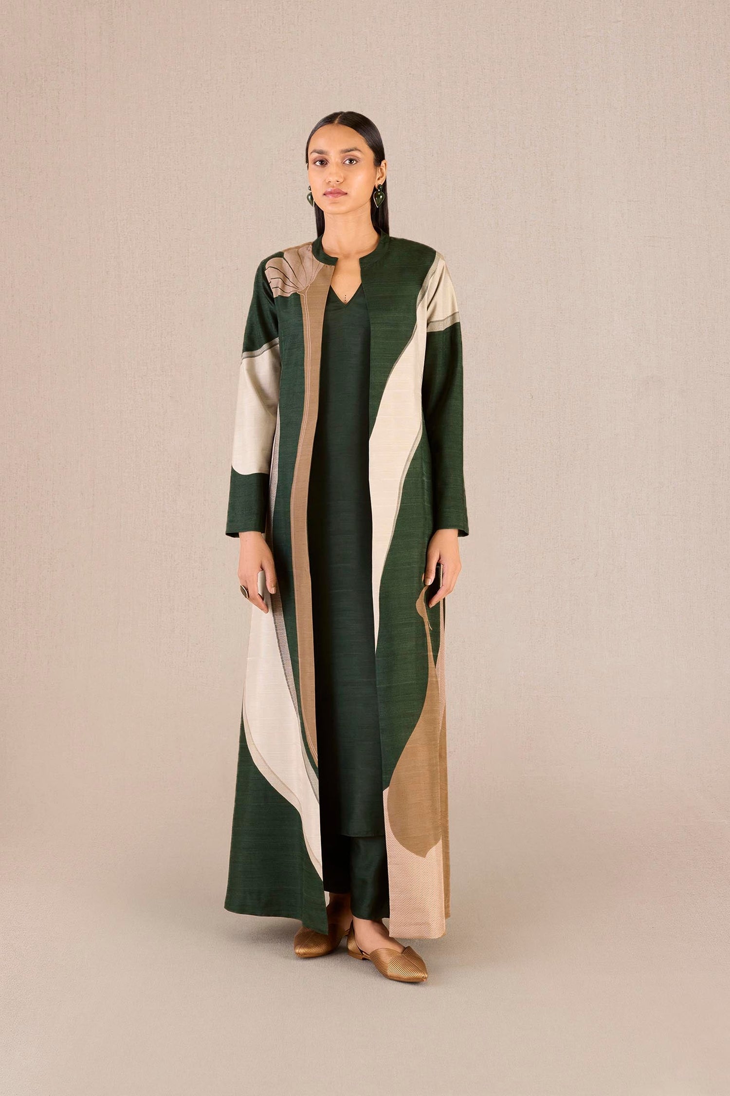 Silk Amida Abaya Set – Green