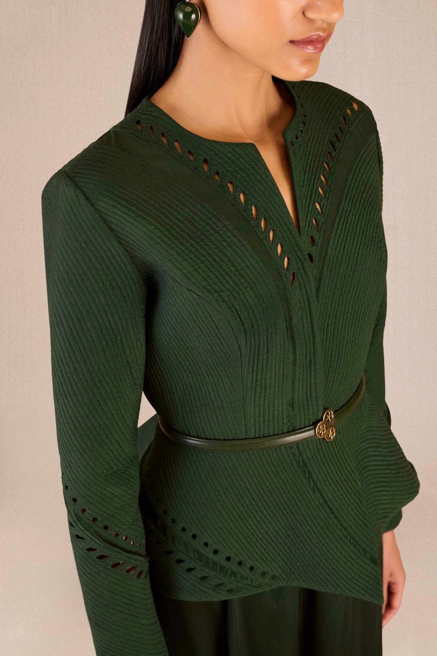 Chanderi Rifat Jacket Set – Green