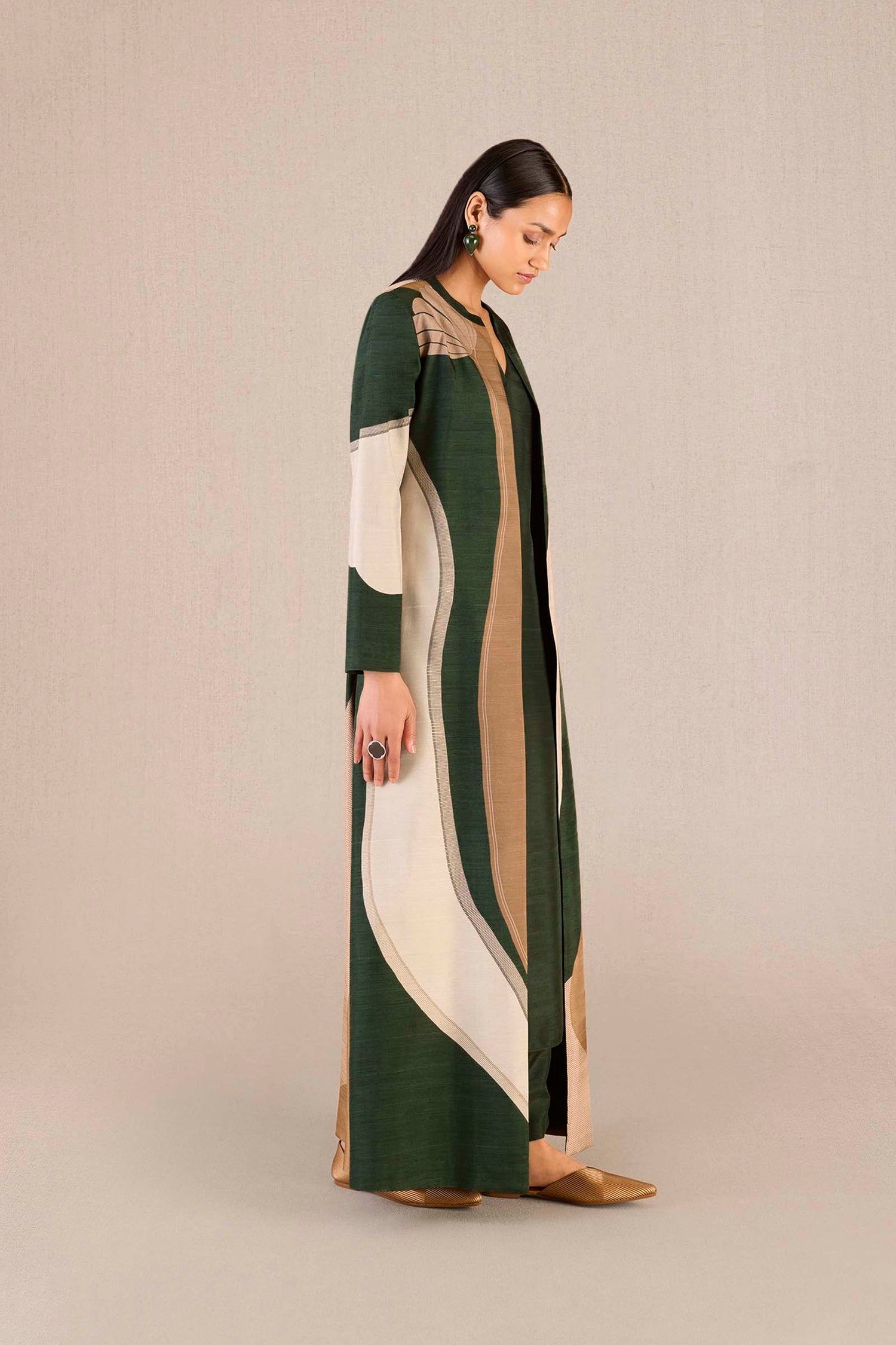 Silk Amida Abaya Set – Green