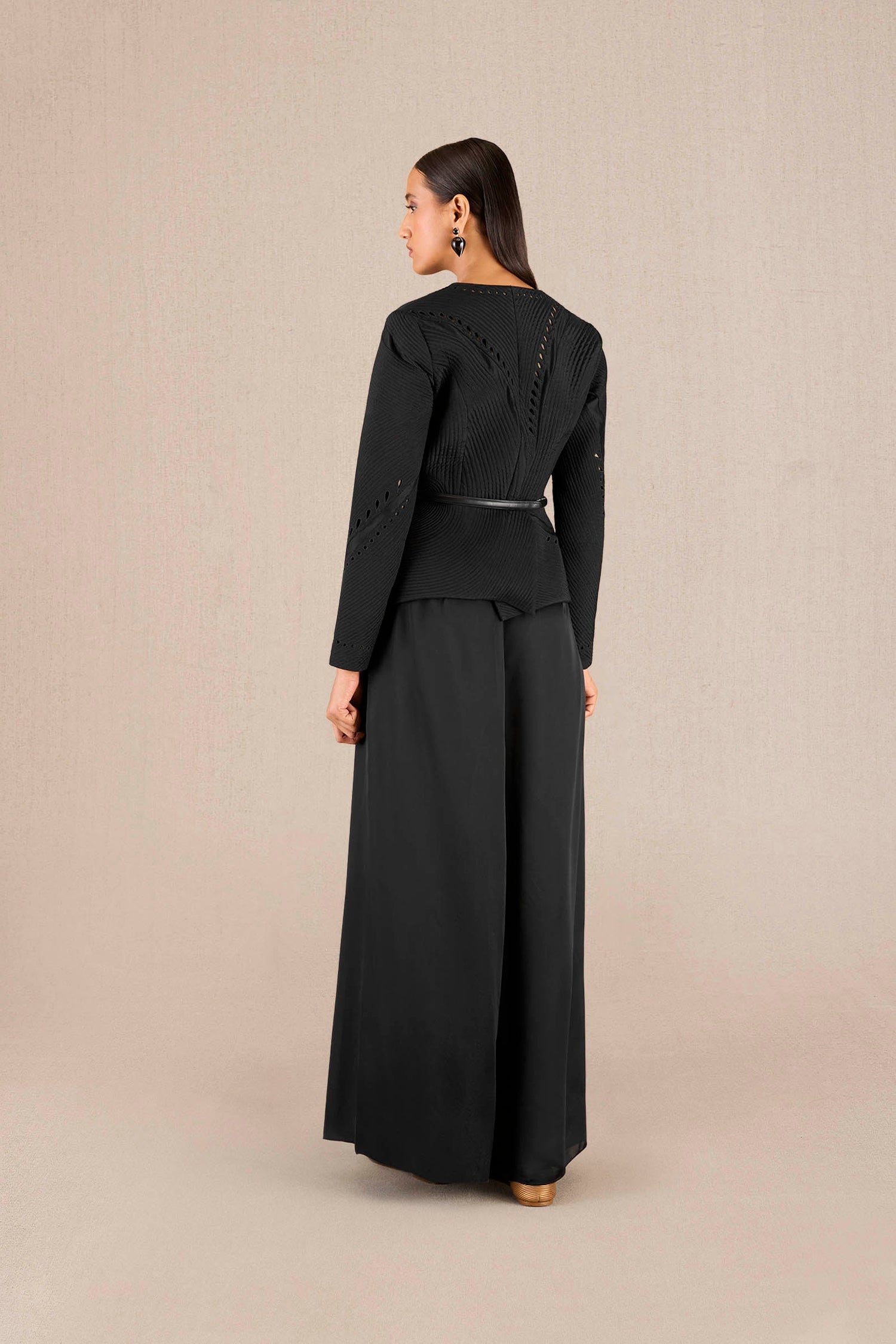 Chanderi Rifat Jacket Set – Black