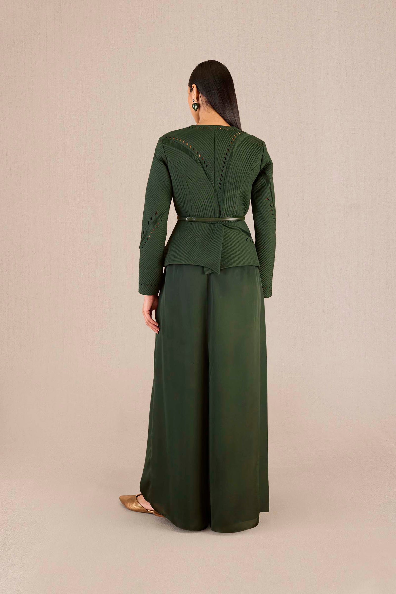 Chanderi Rifat Jacket Set – Green