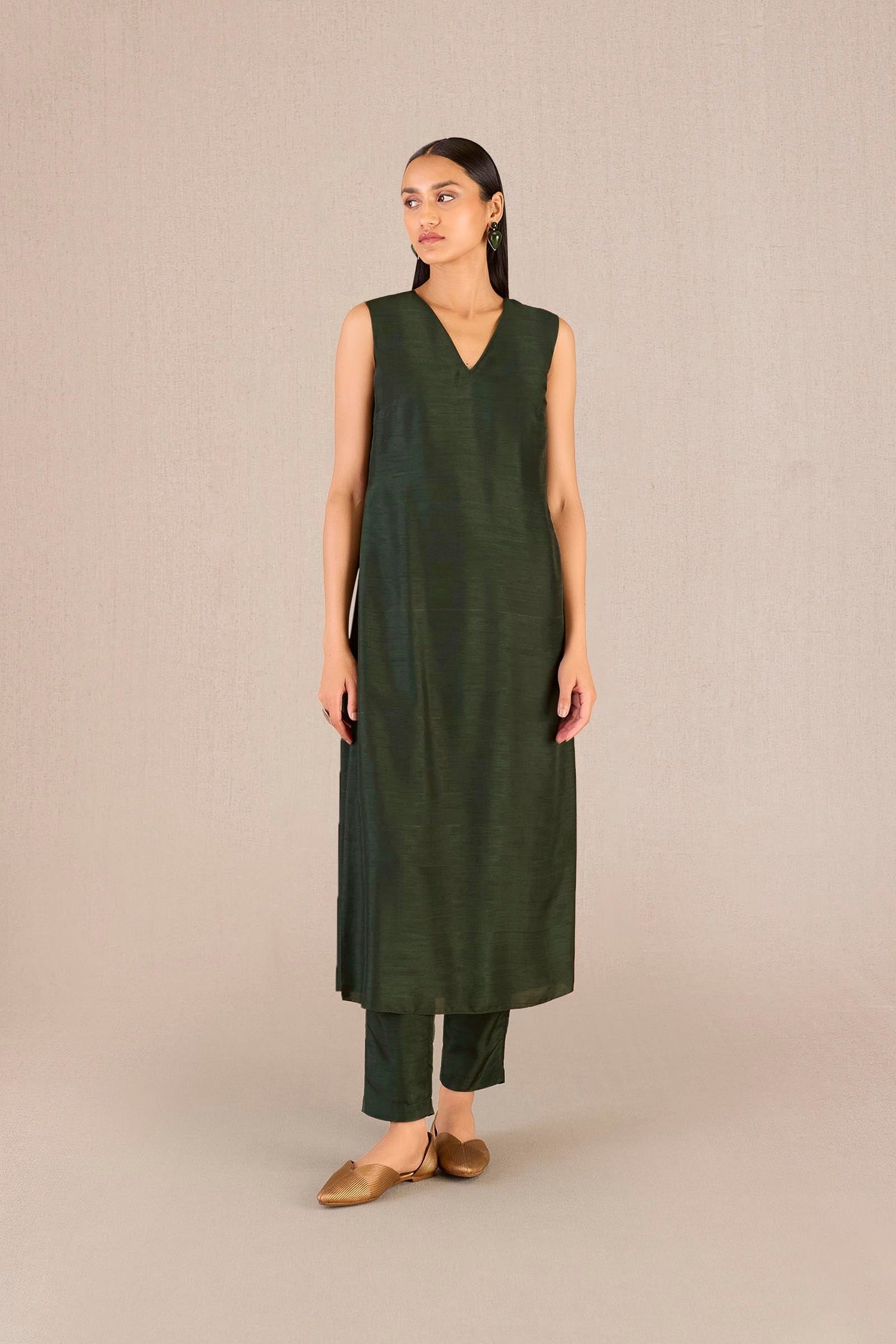 Silk Amida Abaya Set – Green