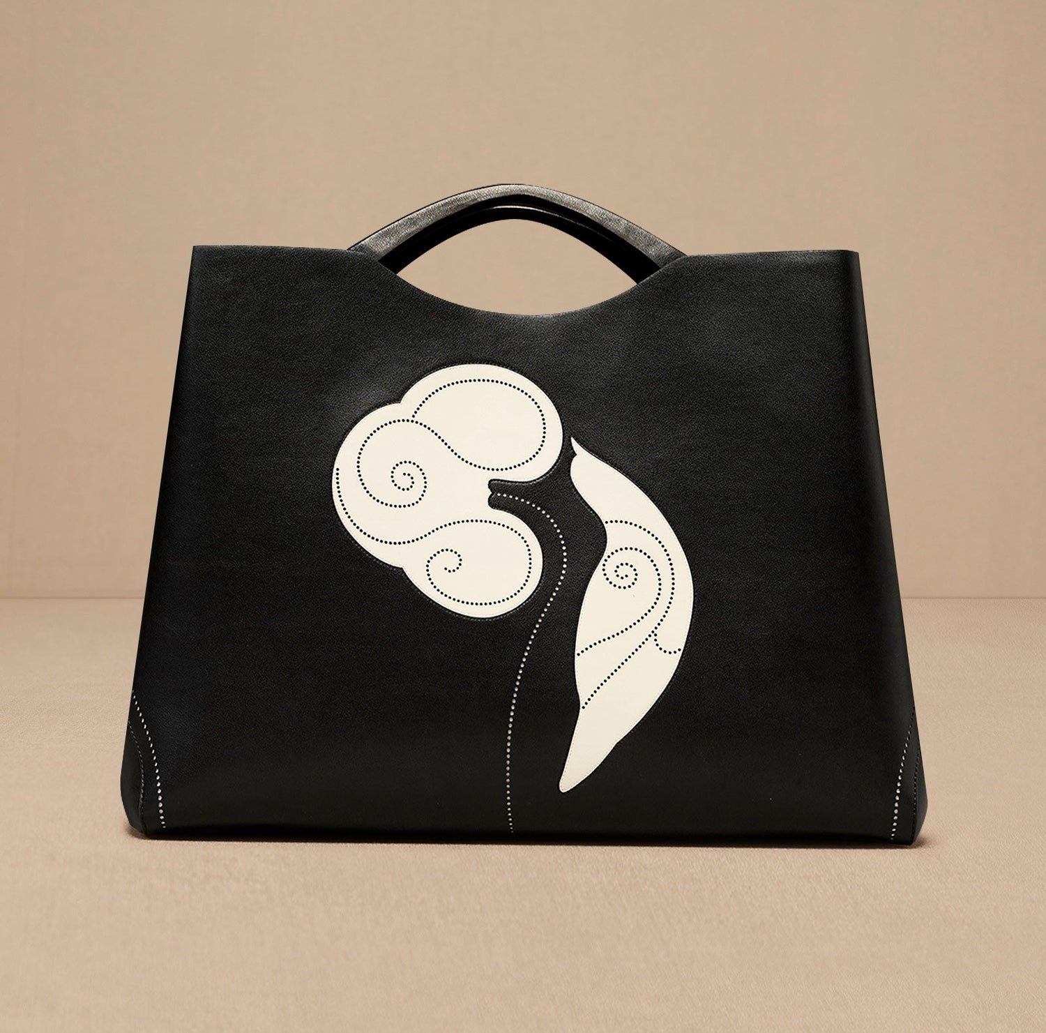 Faux Leather Dilbandi Tote Bag – Black