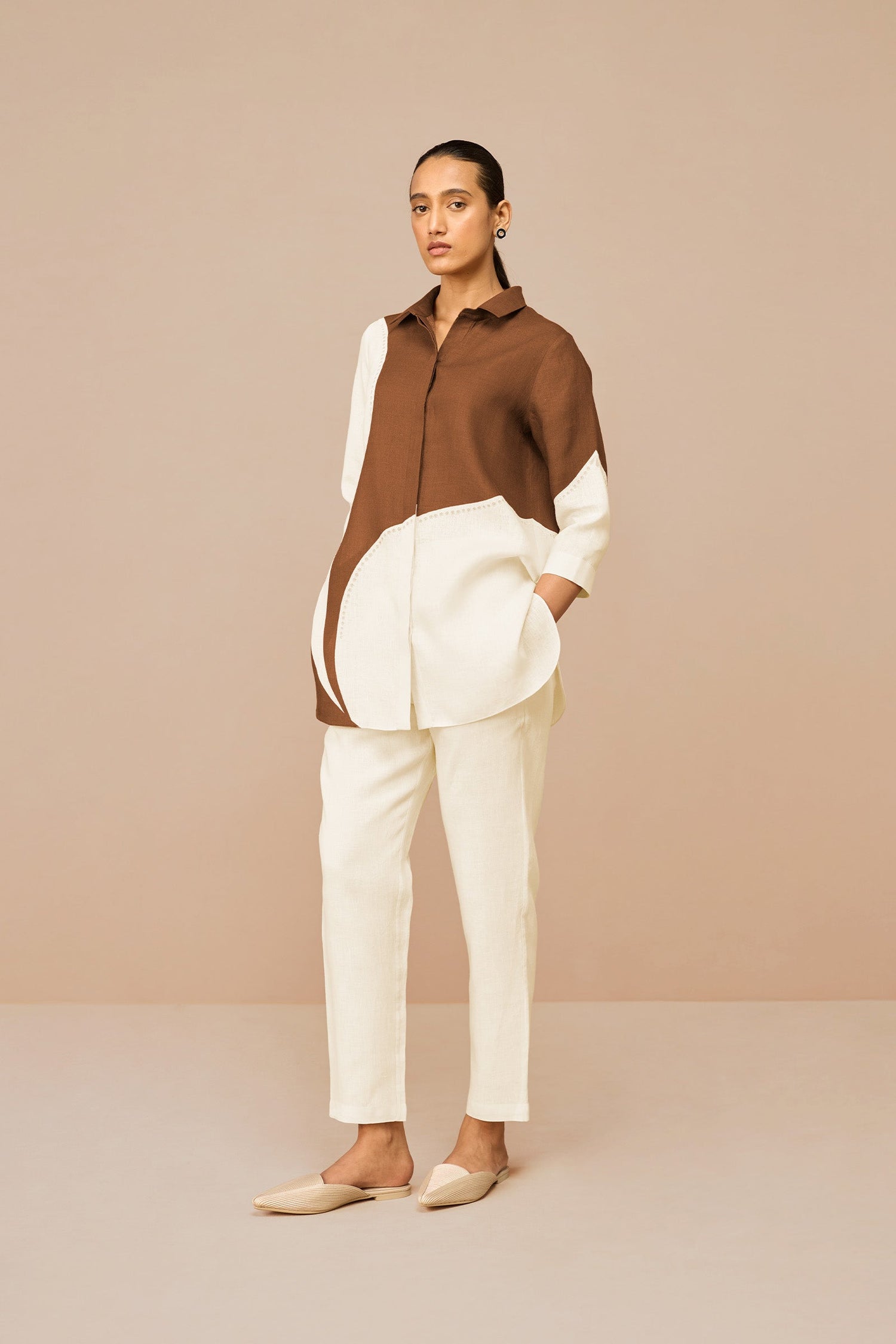 Linen Zelda Shirt Set – Brown