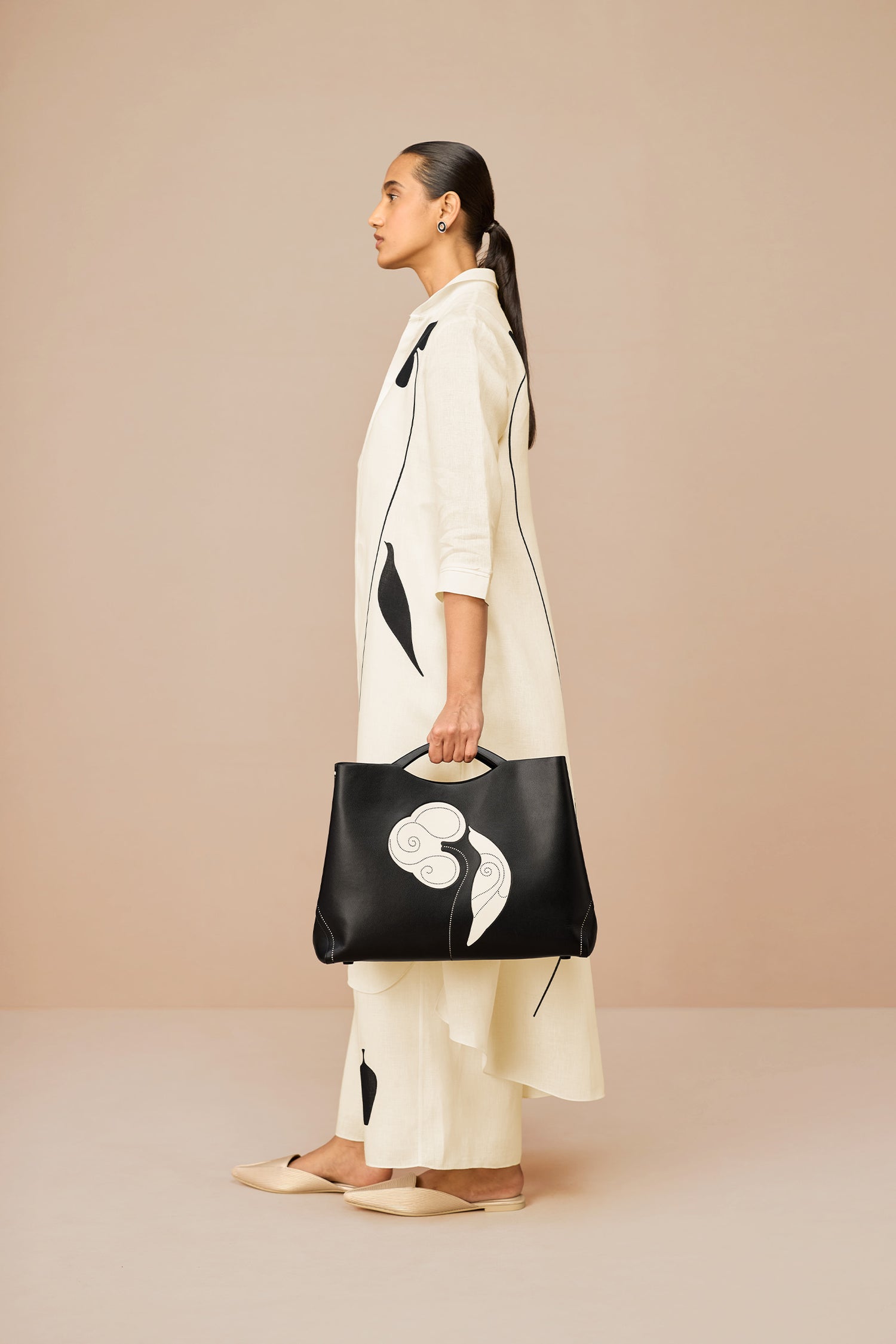 Faux Leather Dilbandi Tote Bag – Black