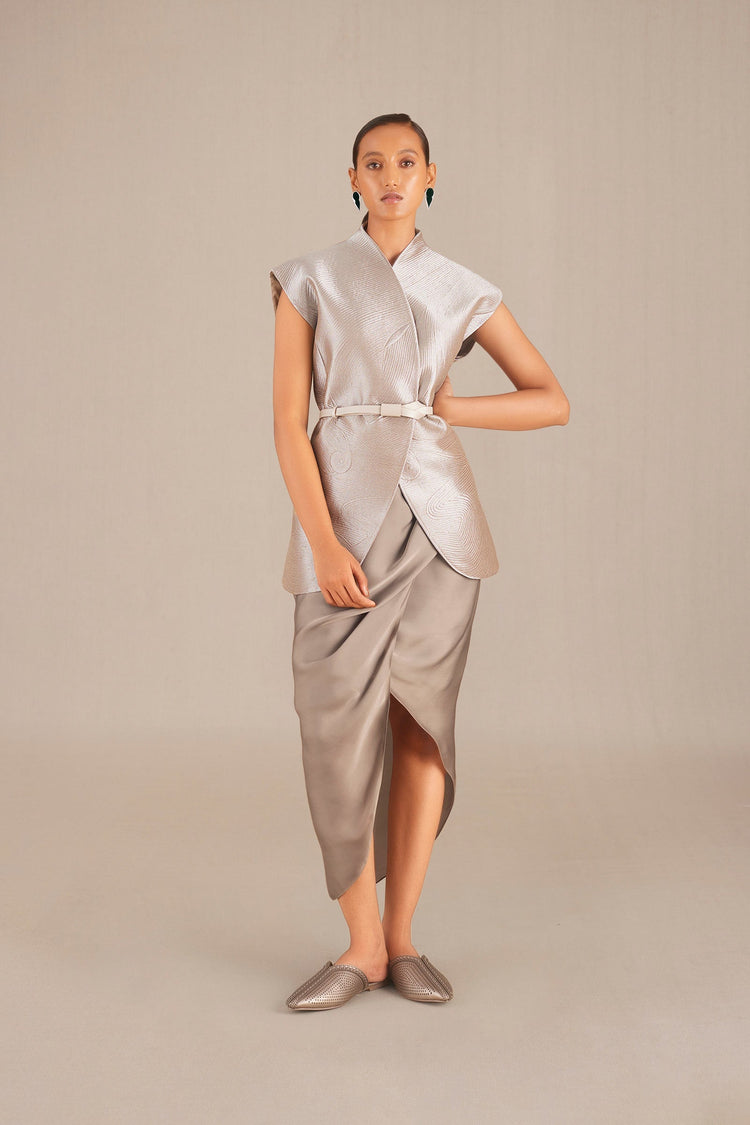 Effat Jacket Set - Metallic Silver JK