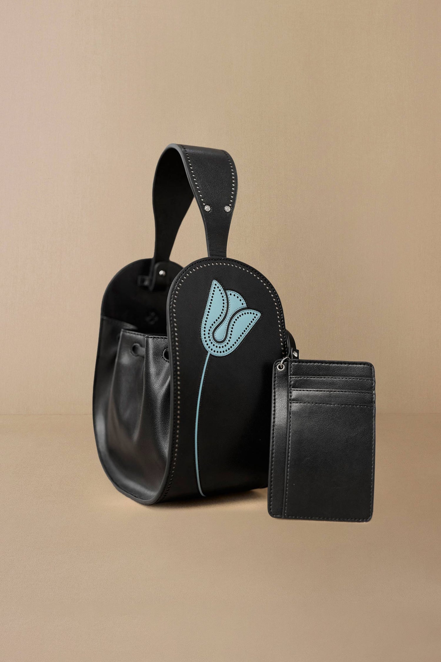 Faux Leather Zyra Wristlet – Black