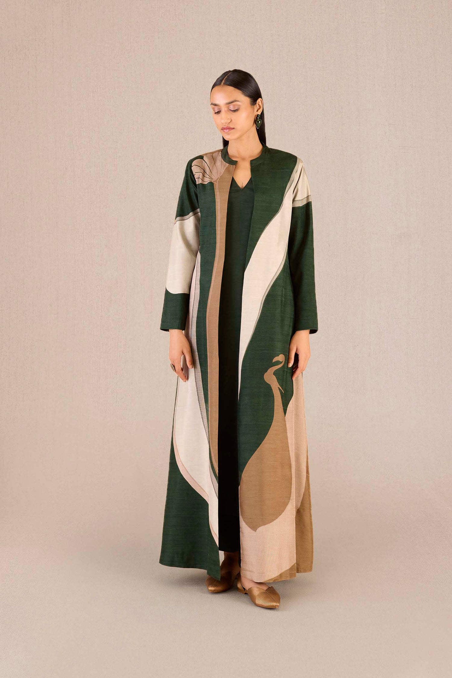 Silk Amida Abaya Set – Green