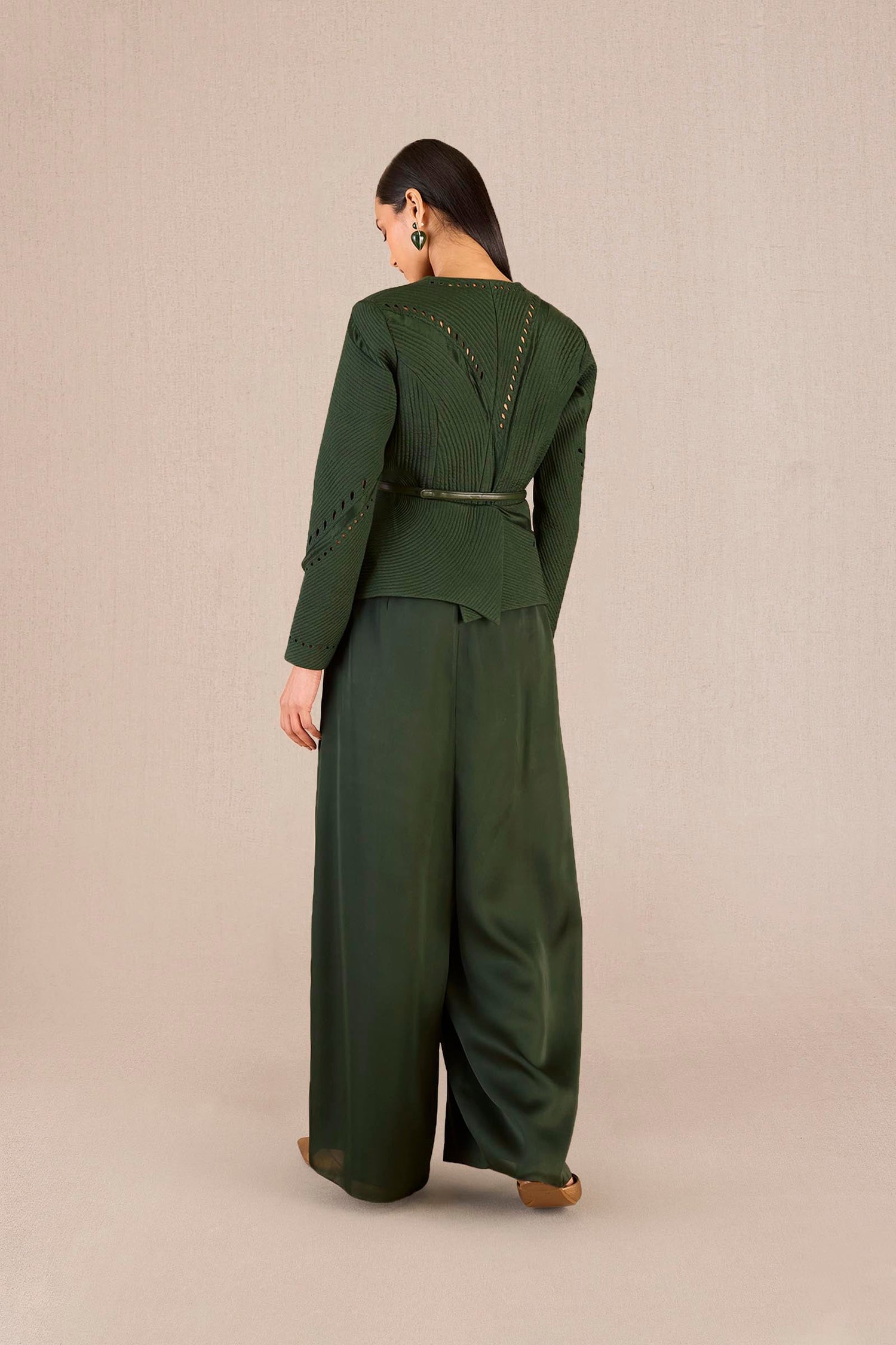 Chanderi Rifat Jacket Set – Green