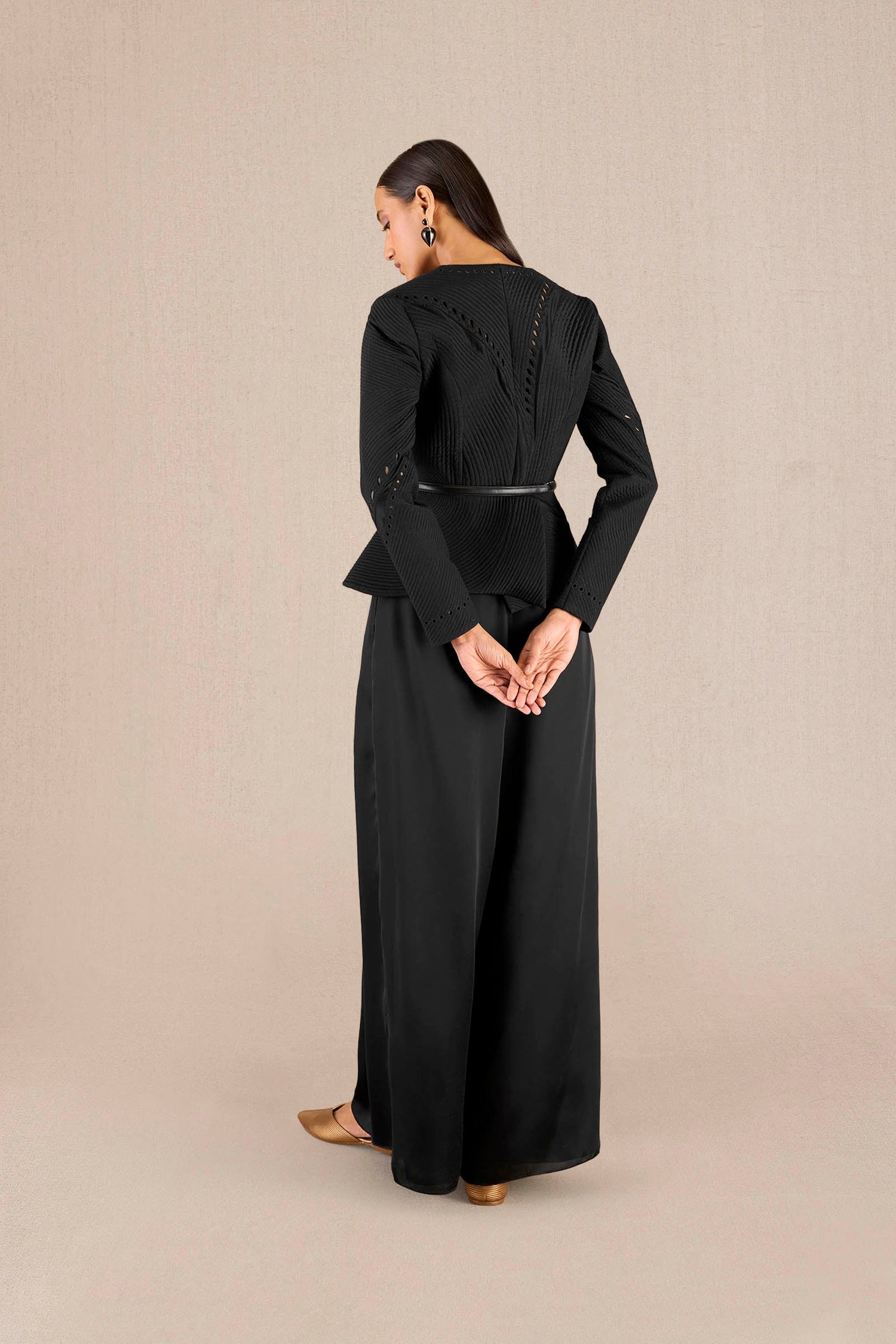 Chanderi Rifat Jacket Set – Black