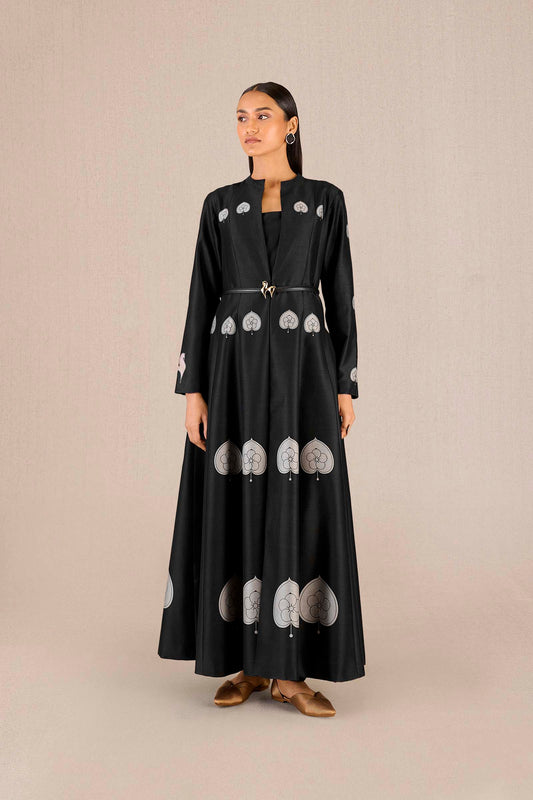 Chanderi Aresha Abaya Set – Black