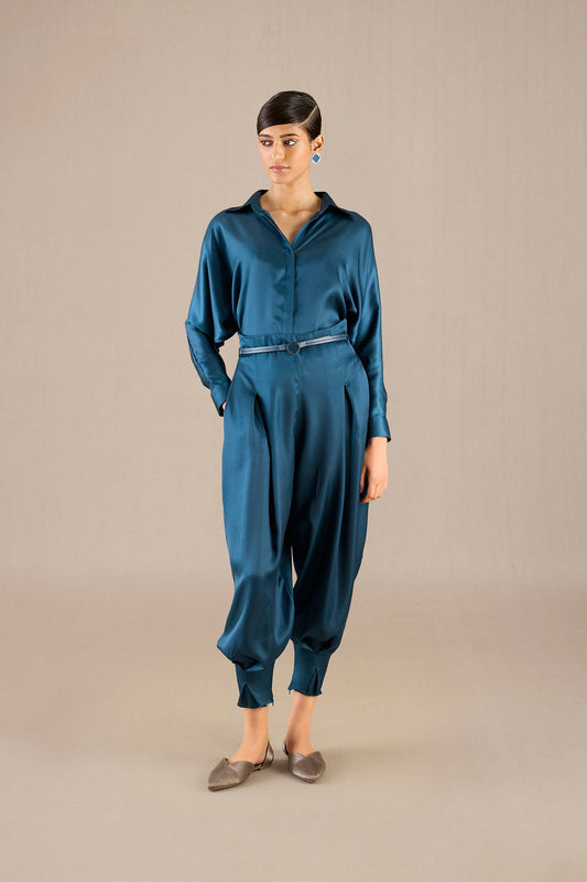 Silk Aarifa Shirt Set – Blue