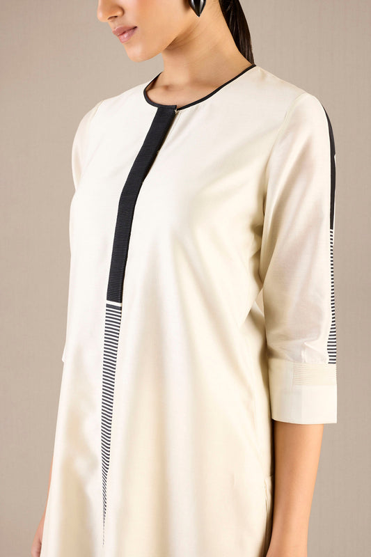 Chanderi Bina Kurta Set – Ivory