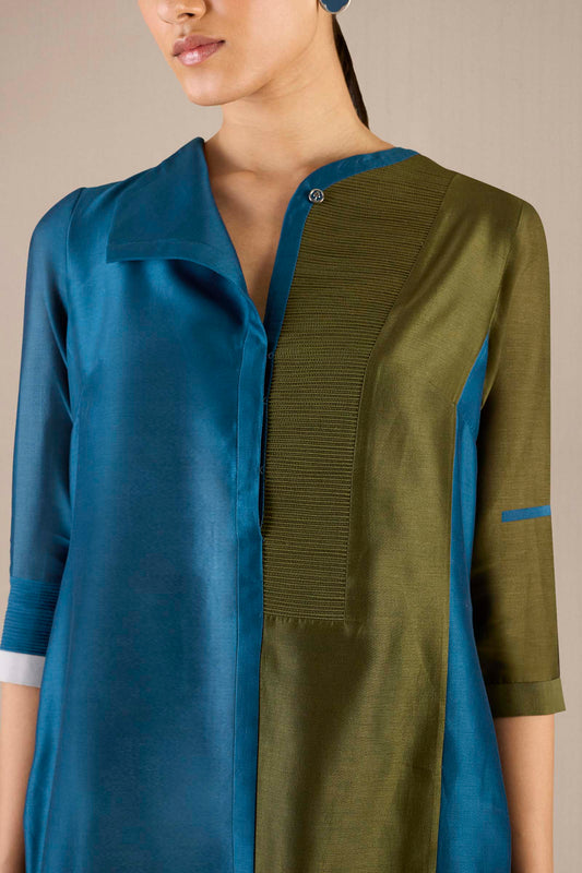 Chanderi Gaia Tunic Set – Blue