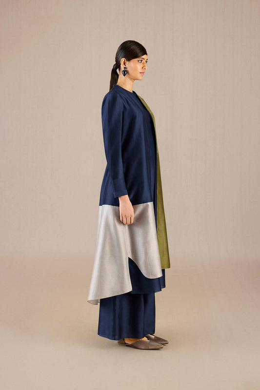 Chanderi Hiba Tunic Set – Blue