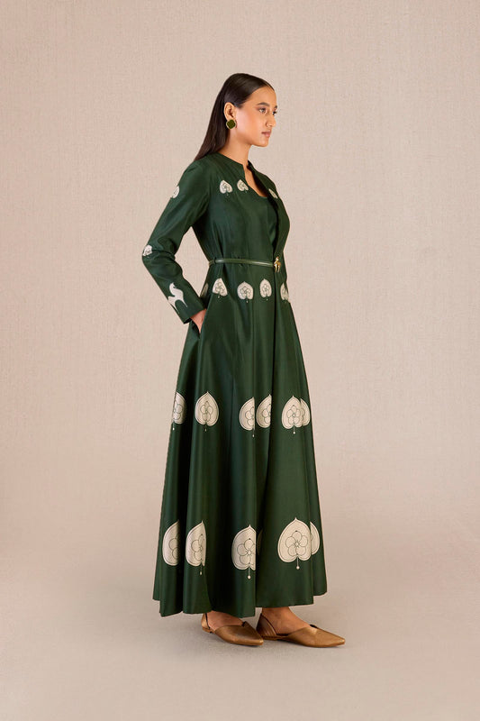Chanderi Aresha Abaya Set – Green