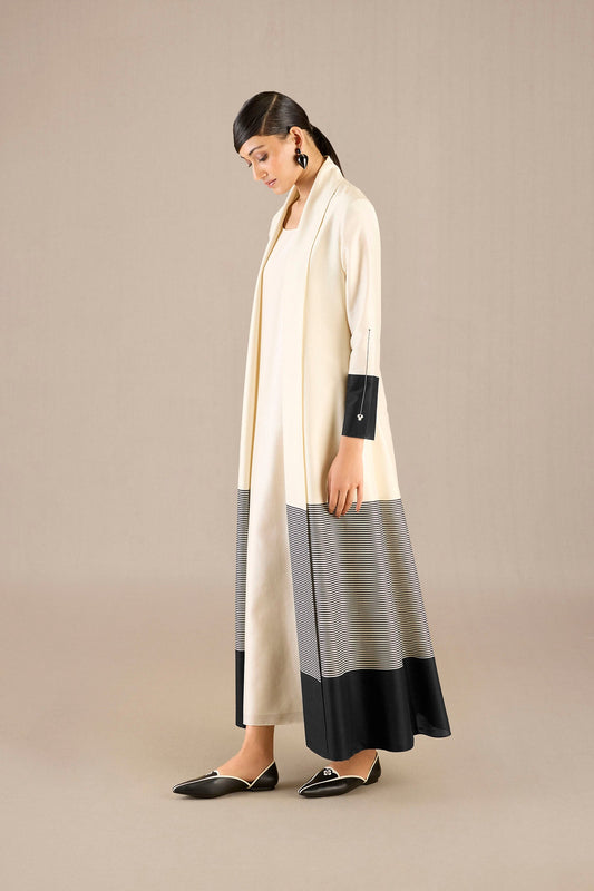 Chanderi Nakhat Abaya Set – Ivory