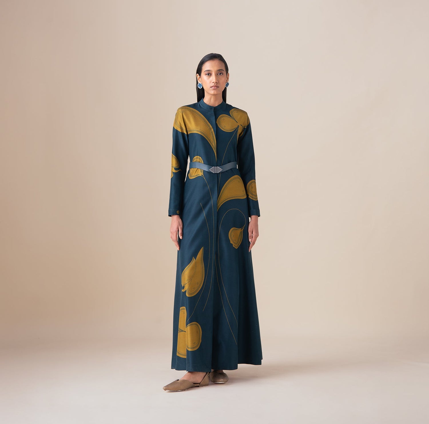  Habutai Saeeda Abaya Set – Blue