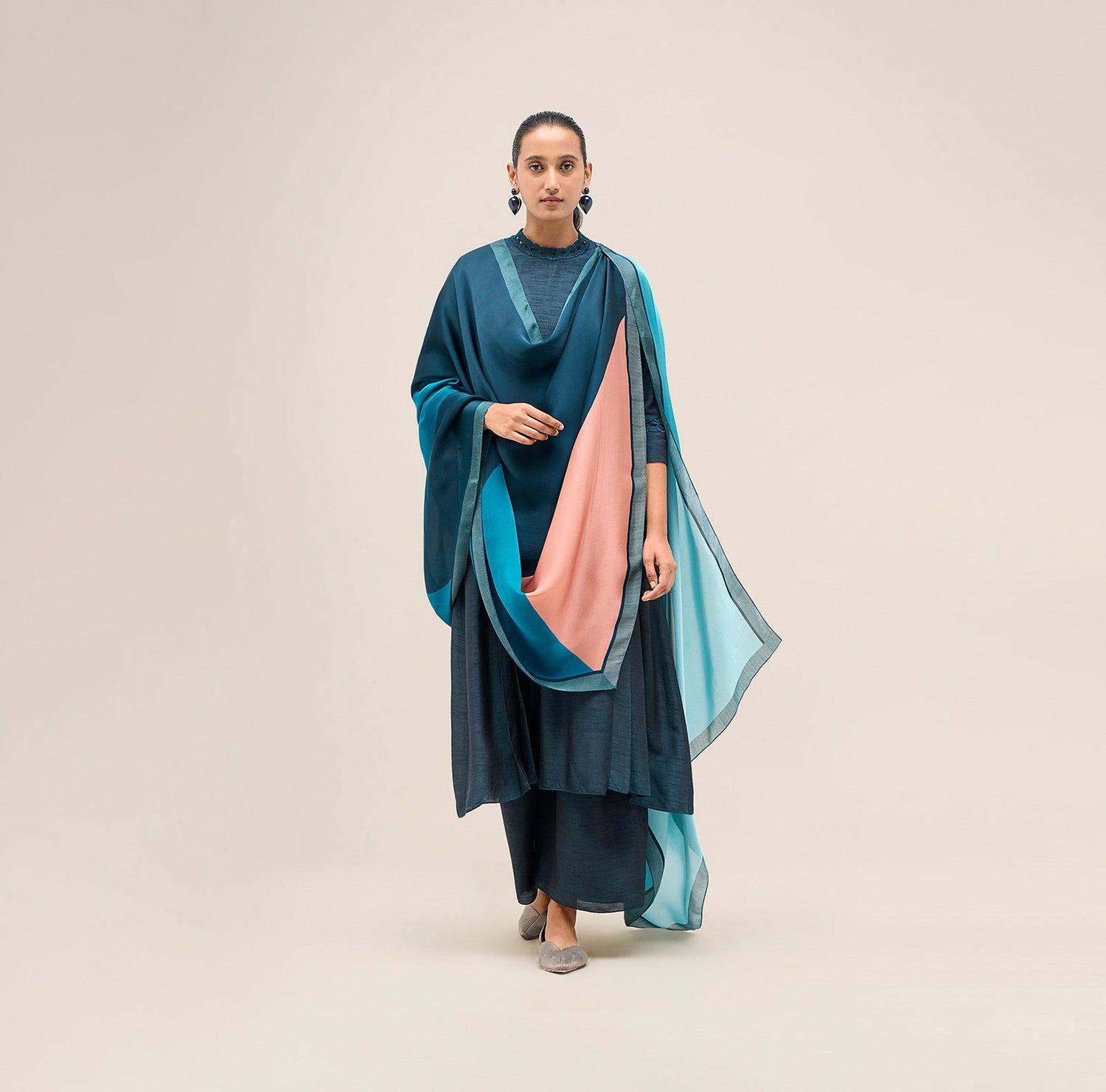  Chanderi Safira Kurta Set – Blue