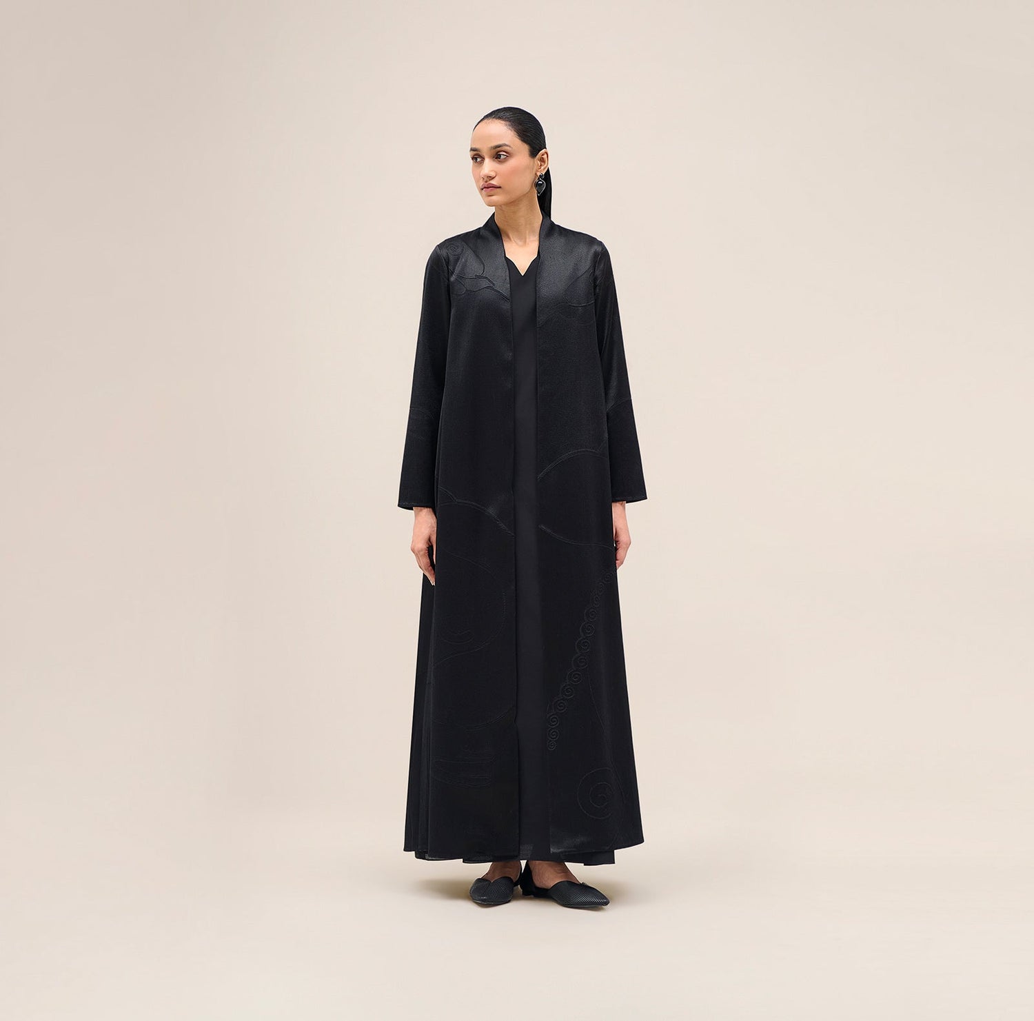  Chanderi Shabana Abaya Set – Black