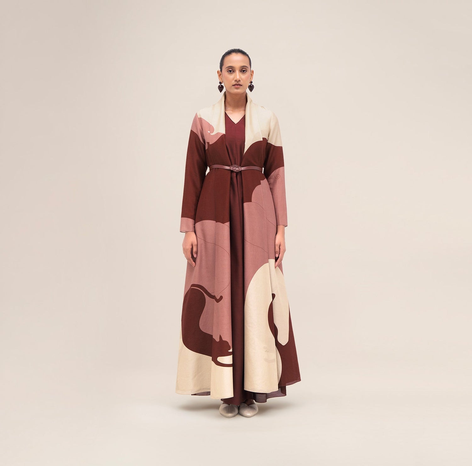  Chanderi Ghubar Abaya Set – Red