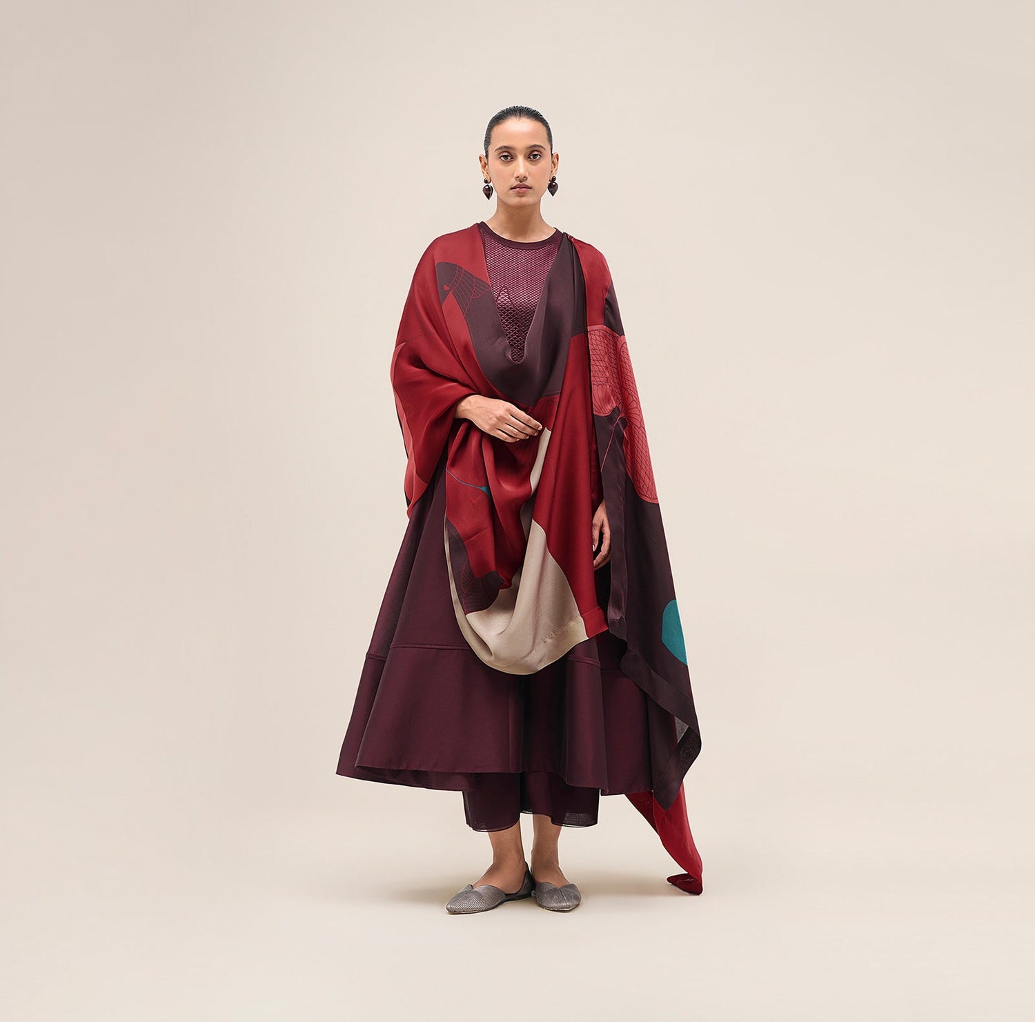  Chanderi Kainaz Kurta Set – Red