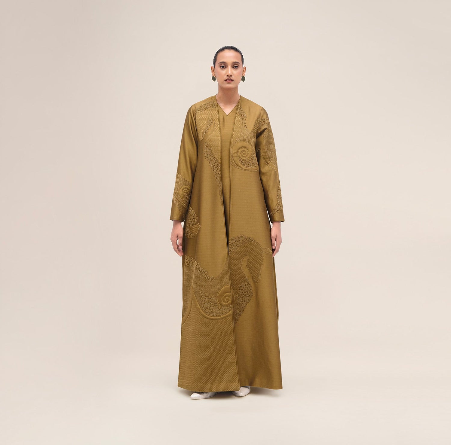  Chanderi Aayat Abaya Set – Green