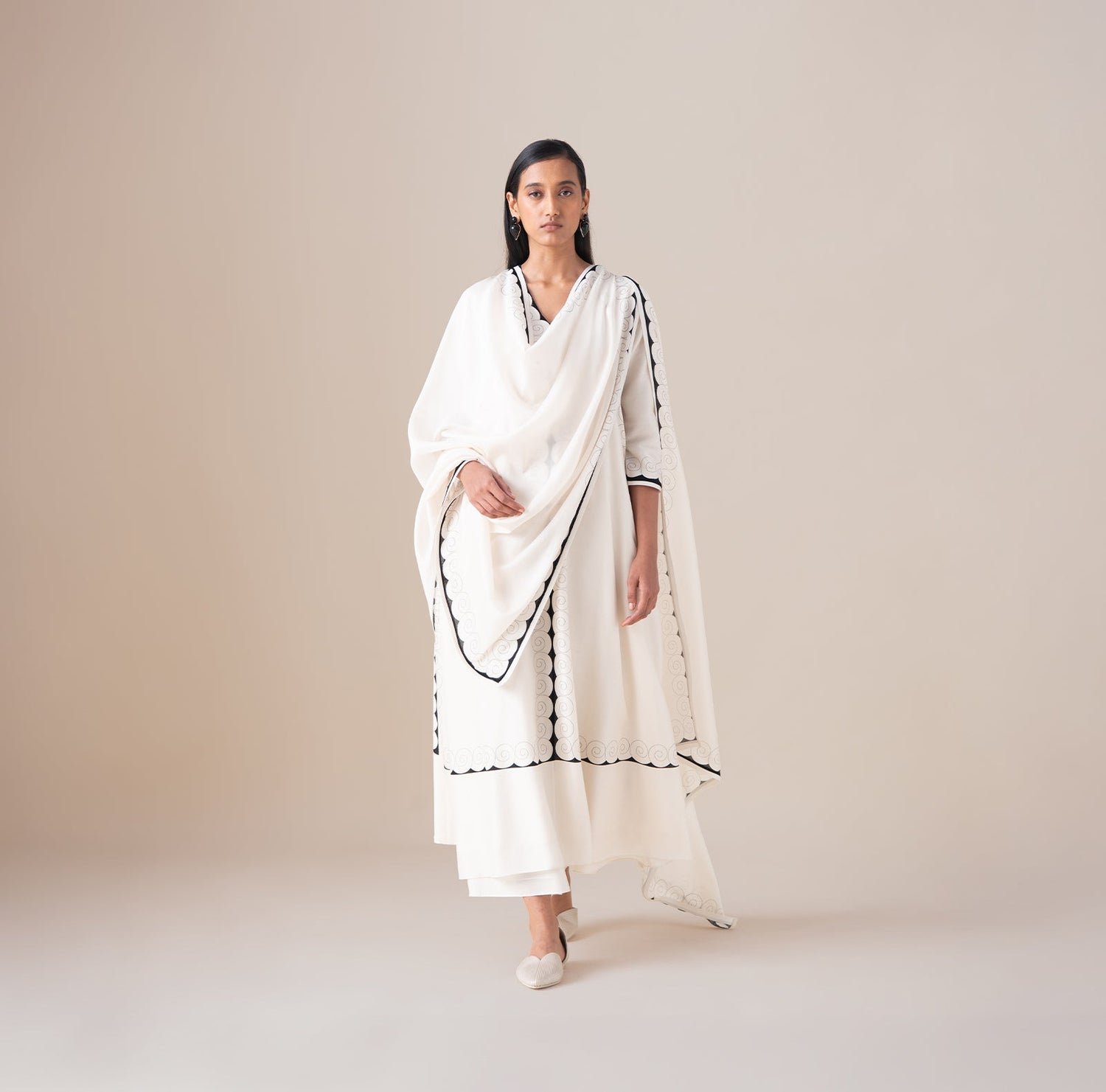  Chanderi Meher Kurta Set – Ivory