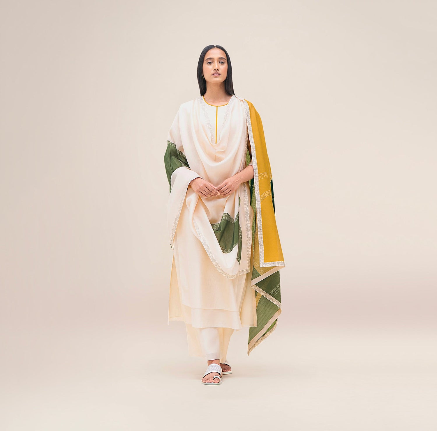  Chanderi Koyal Kurta Set – Ivory