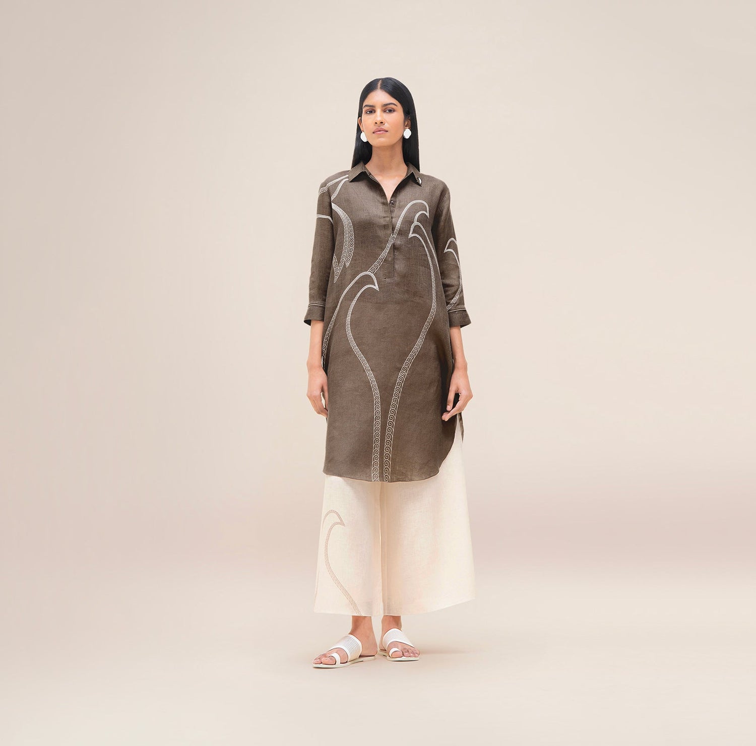  Linen Yuhina Tunic Set – Brown