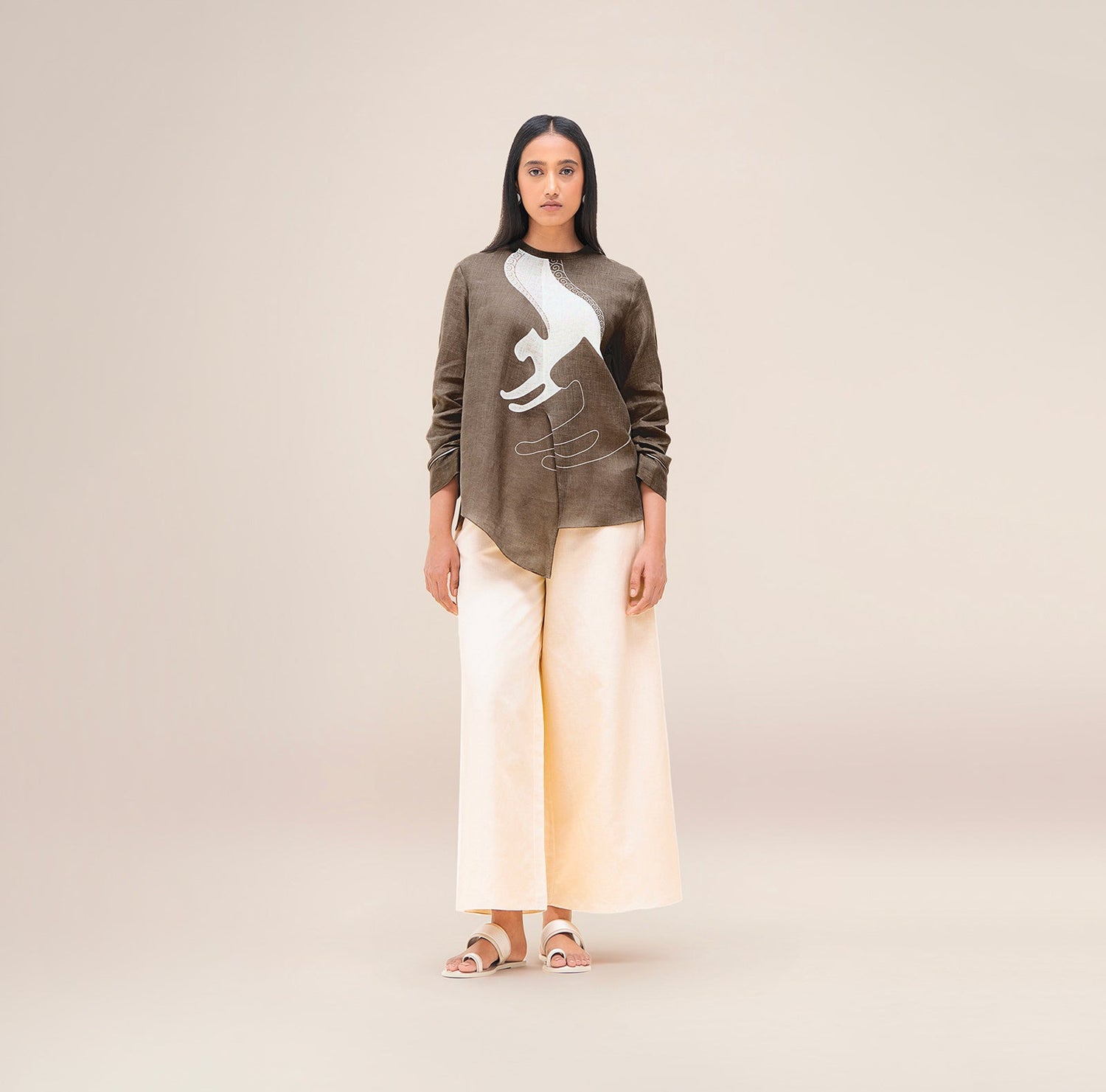  Linen Aquila Top Set – Brown