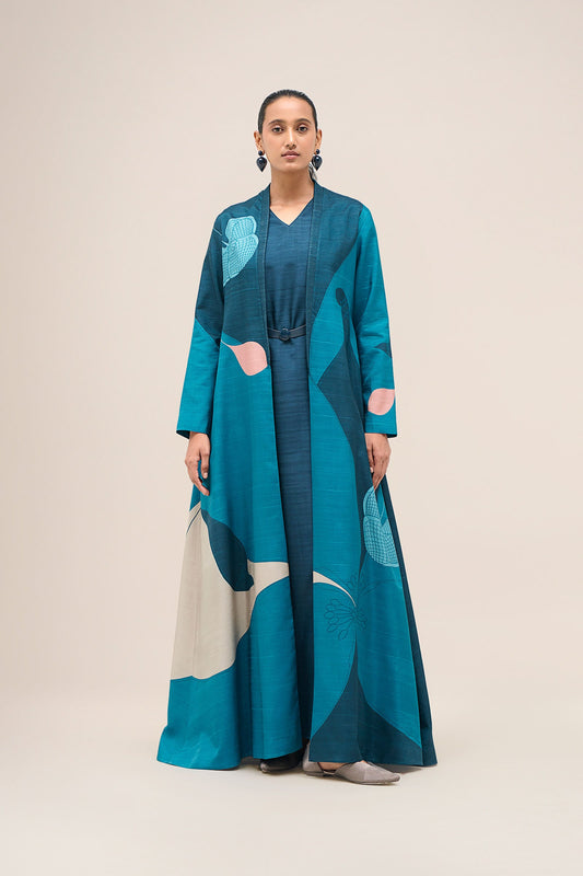 Silk Naaz Abaya Set – Blue