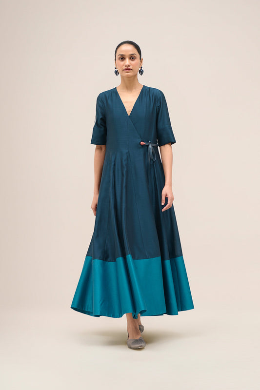 Chanderi Lara Dress – Blue