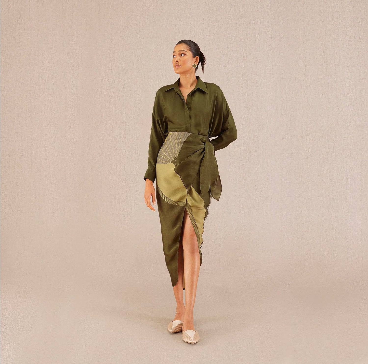 Nasreen Co Ord Set - Olive 