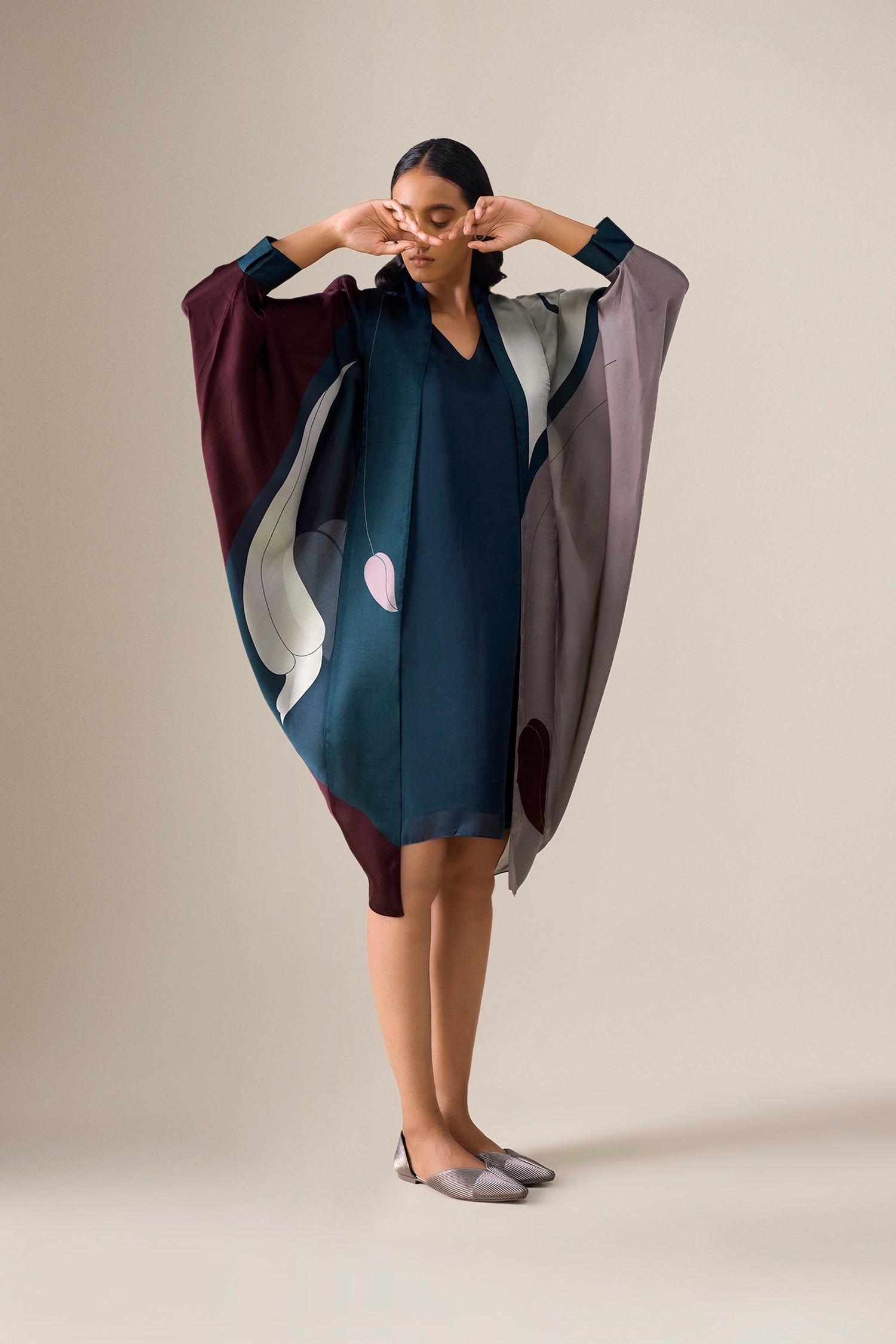  Organza Anissa Cape Set – Blue