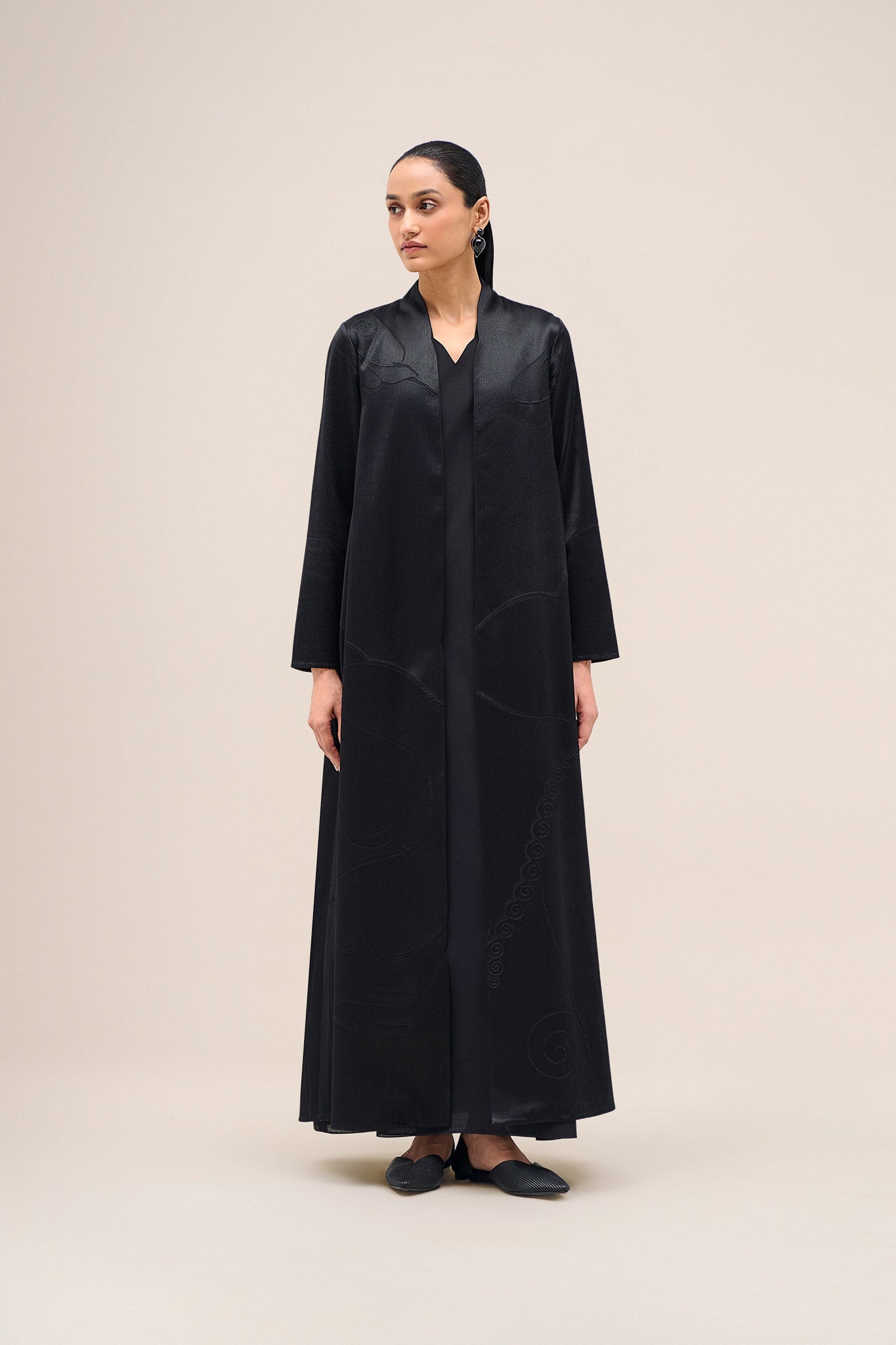  Chanderi Shabana Abaya Set – Black