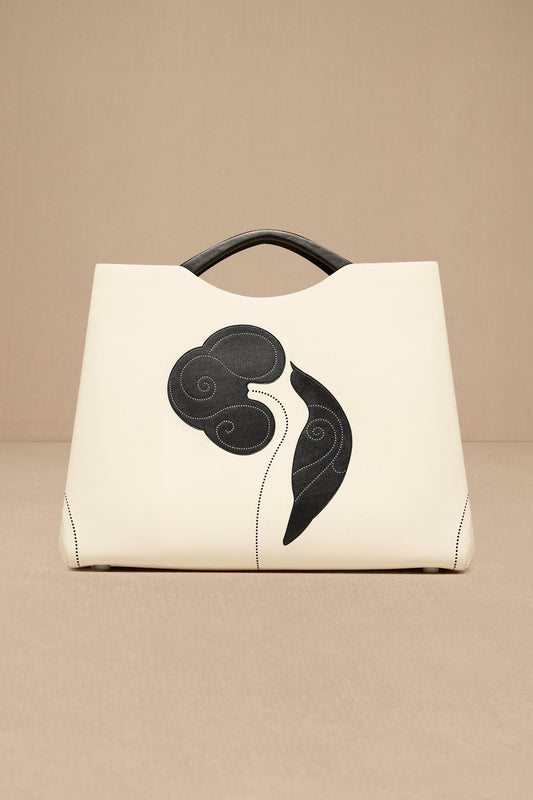 Faux Leather Dilbandi Tote Bag – Ivory