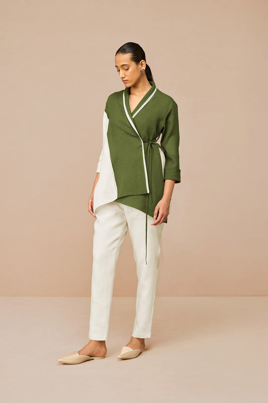 Linen Beia Shirt Set – Green