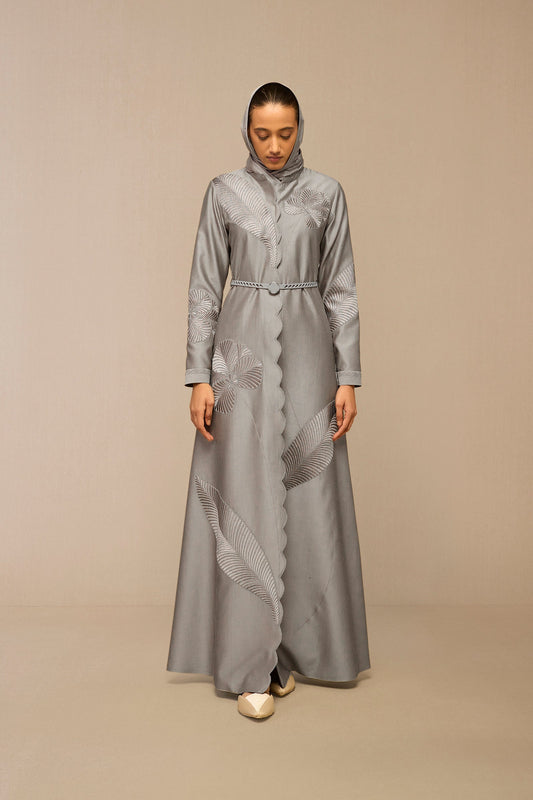 Chanderi Gul Abaya – Grey