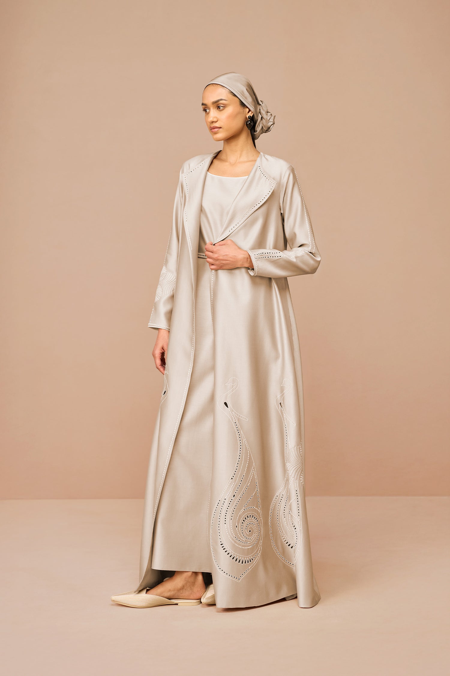  Chanderi Raysa Abaya Set – Beige