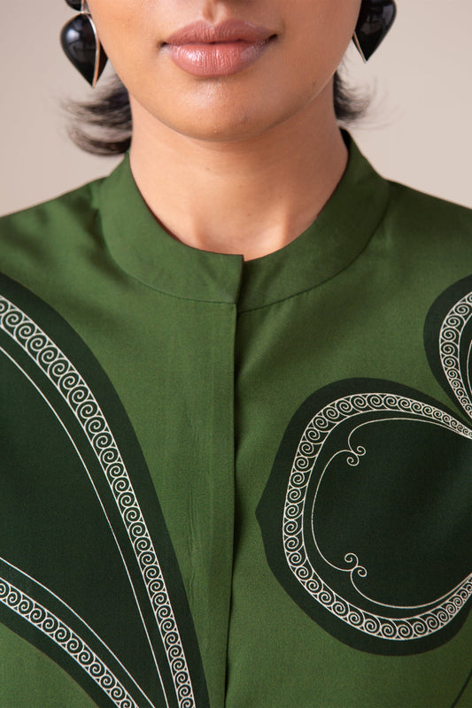 Habutai Saeeda Abaya Set – Green