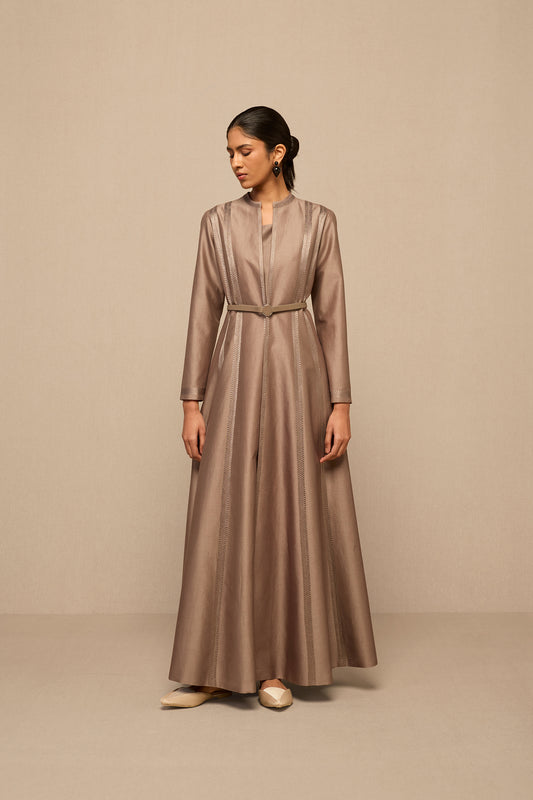 Chanderi Rubab Abaya Set – Grey