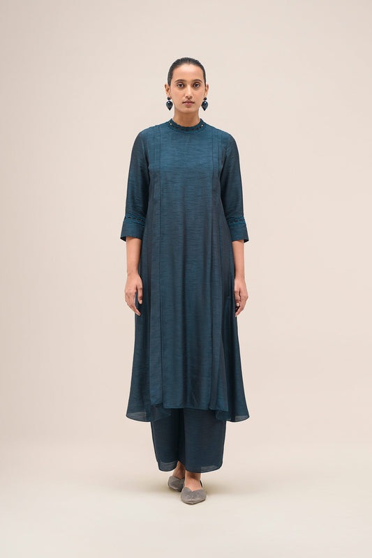 Chanderi Safira Kurta Set – Blue