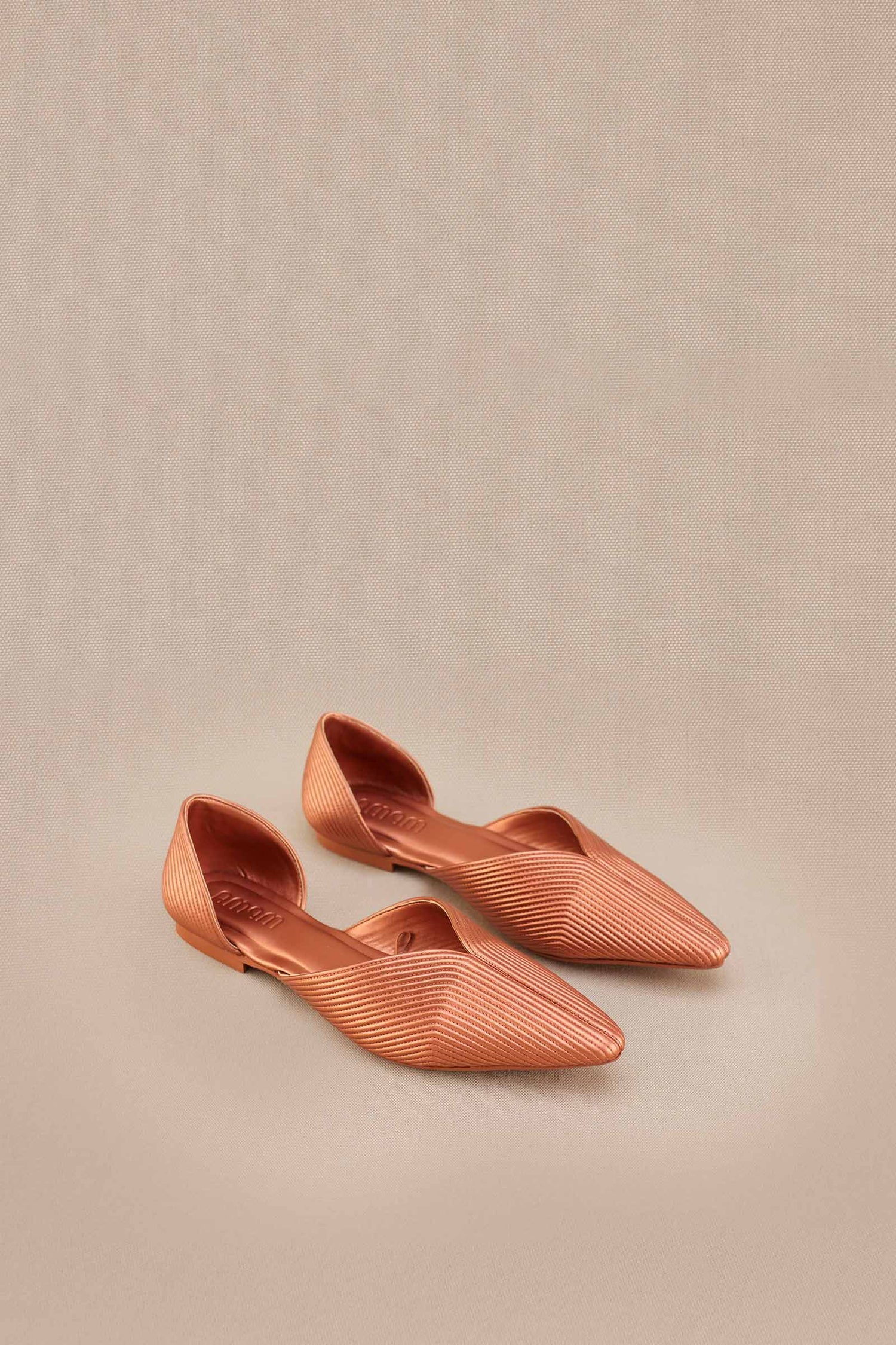 Zahra Point-toe Flats - Metallic Copper