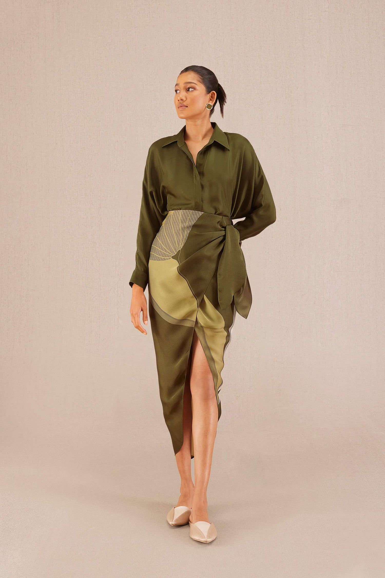 Nasreen Co Ord Set - Olive 