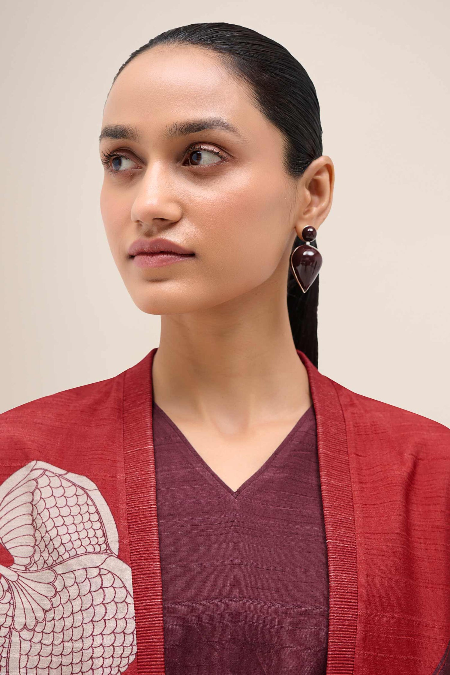  Silk Naaz Abaya Set – Red